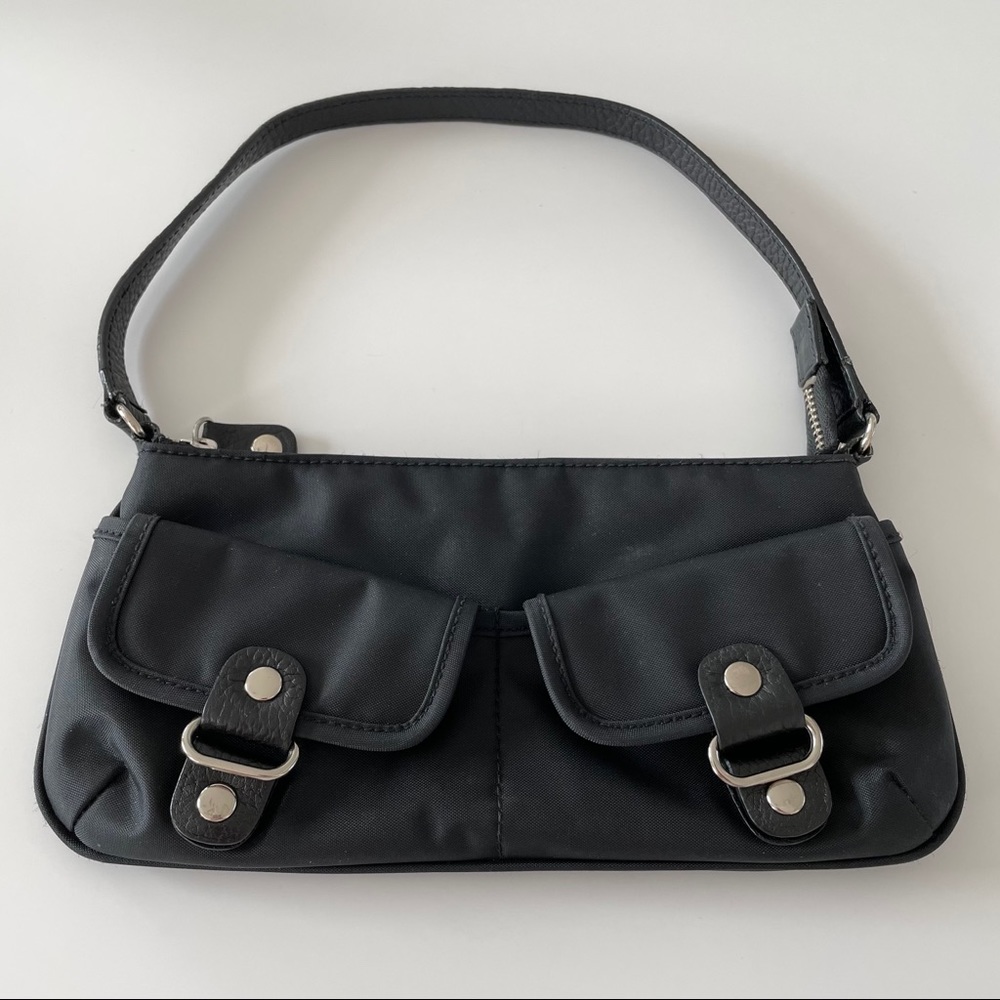 Banana Republic Black Nylon Baguette Bag